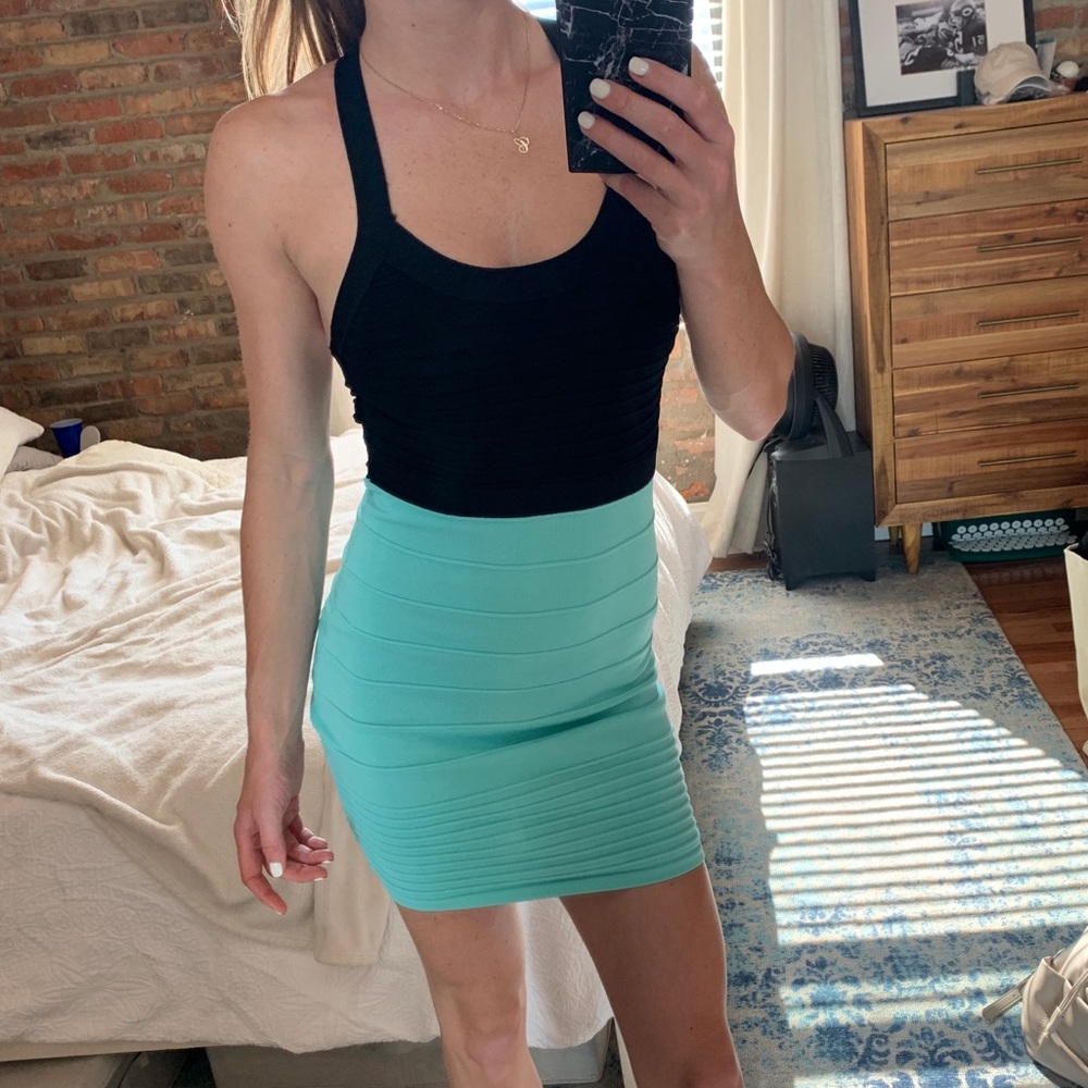 Black and teal dress